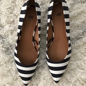 H & M Striped Kitten Heel Pumps